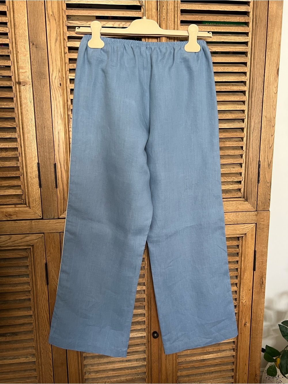 DONNI. 100% Linen Crop Racer Stripe in Cornflower Size XS - Picture 5 of 7